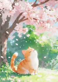 Cat & Cherry Blossom V.7
