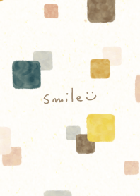 Watercolor square Brown Navy15 Japan