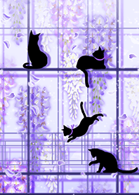 幻想世界◆藤の花と猫