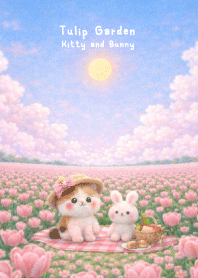Tulip Garden : kitty and Bunny