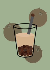 喝杯珍豬奶茶！(霧灰綠)