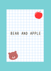 BEAR AND APPLE GRAPH PAPER-MINT GREEN