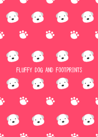 FLUFFY DOG AND FOOTPRINTS-RED