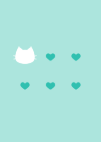 cute cat&heart.(light sea green)