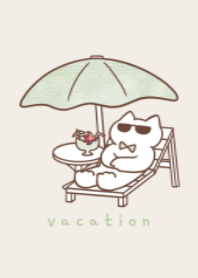 light green ribbon cat(vacation)pastel