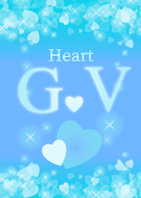 G&Vイニシャル運気UP!幸せのハート青ブルー