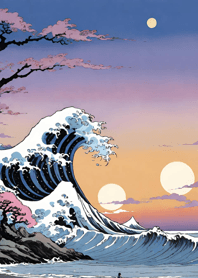 浮世繪山海櫻花月江 | 路兒-LINE貼圖代購網| 計畫關站請儘速