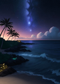 Noite de verão céu estrelado praia baT