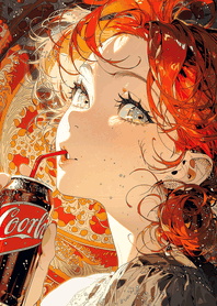 Beige Orange Gaze Cola Girl