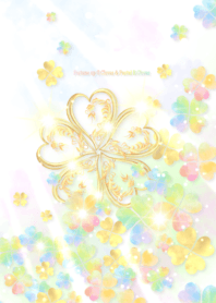 最高運気❤黄金＆パステル虹色クローバー