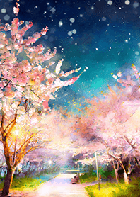 Beautiful night cherry blossoms#2270