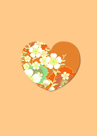 Simple Japanese Pattern Heart Orange