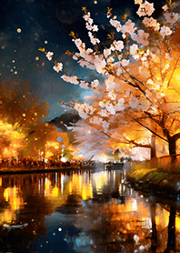 Beautiful night cherry blossoms#943
