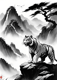 Harimau Putih Lukisan Tinta nf83Y