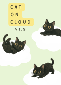 Black Cat on Cloud White Light Green