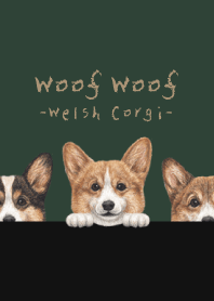 Woof Woof-Welsh Corgi 01-CHRISTMAS GREEN
