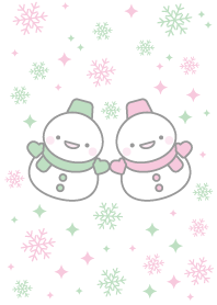 Green and pink twin snowman theme