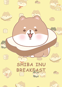 可愛寶貝柴犬-早餐-吐司-米黃色