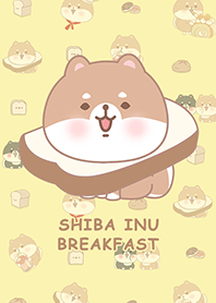 可愛寶貝柴犬/早餐/吐司/米黃色