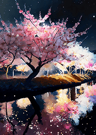 Beautiful night cherry blossoms#416
