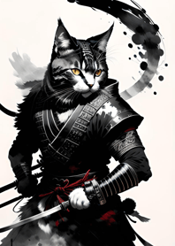 Ink Wash Samurai Cat b3B0E3