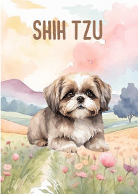 Shih Tzu In Flower Theme