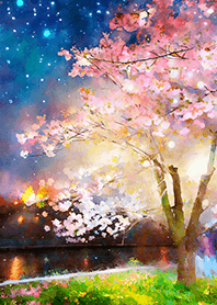 Beautiful night cherry blossoms#645