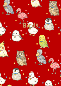My beloved bird03 red & beige