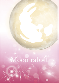 Pink : Rising moon and rabbit