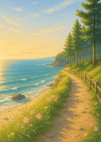 Coastal Path Under Soft Sunset