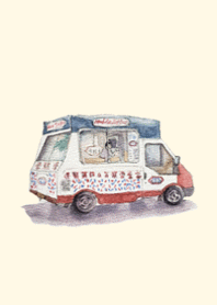 ハッピーアイスクリームトラック（水彩）