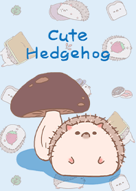 misty cat-Cute Hedgehog mushroom blue