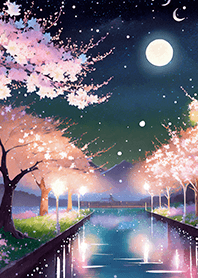 Beautiful night cherry blossoms#2272