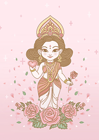 Goddess Lakshmi, rose, pastel pink