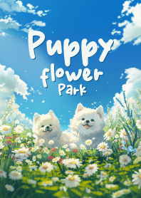 puppy Samoyed the dog with daisy_2