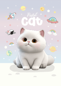 แมวขาวน่ารัก :  อวกาศสีพาสเทล