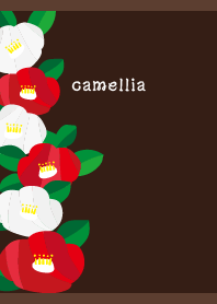 white and red camellia on brown