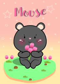 Cute Black Mouse  In Pastel Theme