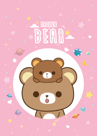 Brown Bear Cute Galaxy Pink