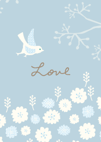 北欧風　鳥と花2