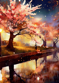 Beautiful night cherry blossoms#1118