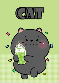 Black Cat Love Green Color Theme