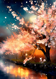 Beautiful night cherry blossoms#409