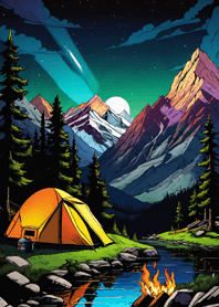 Mountain, Sea, and Moonlit Night 5F9055