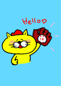 赤い帽子のネコ。