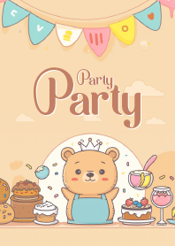 cute bear in party theme
