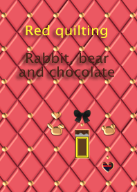 Red quilting(Rabbit, bear and chocolate)