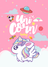 Unicorn Baby Fat Galaxy Pink Line Theme Line Store