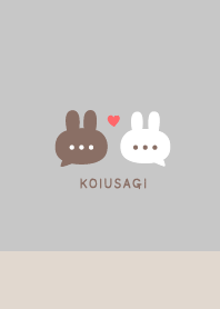 Pair Rabbet&Heart /Gray Beige
