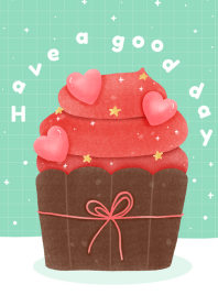 have a good day : heart cupcake